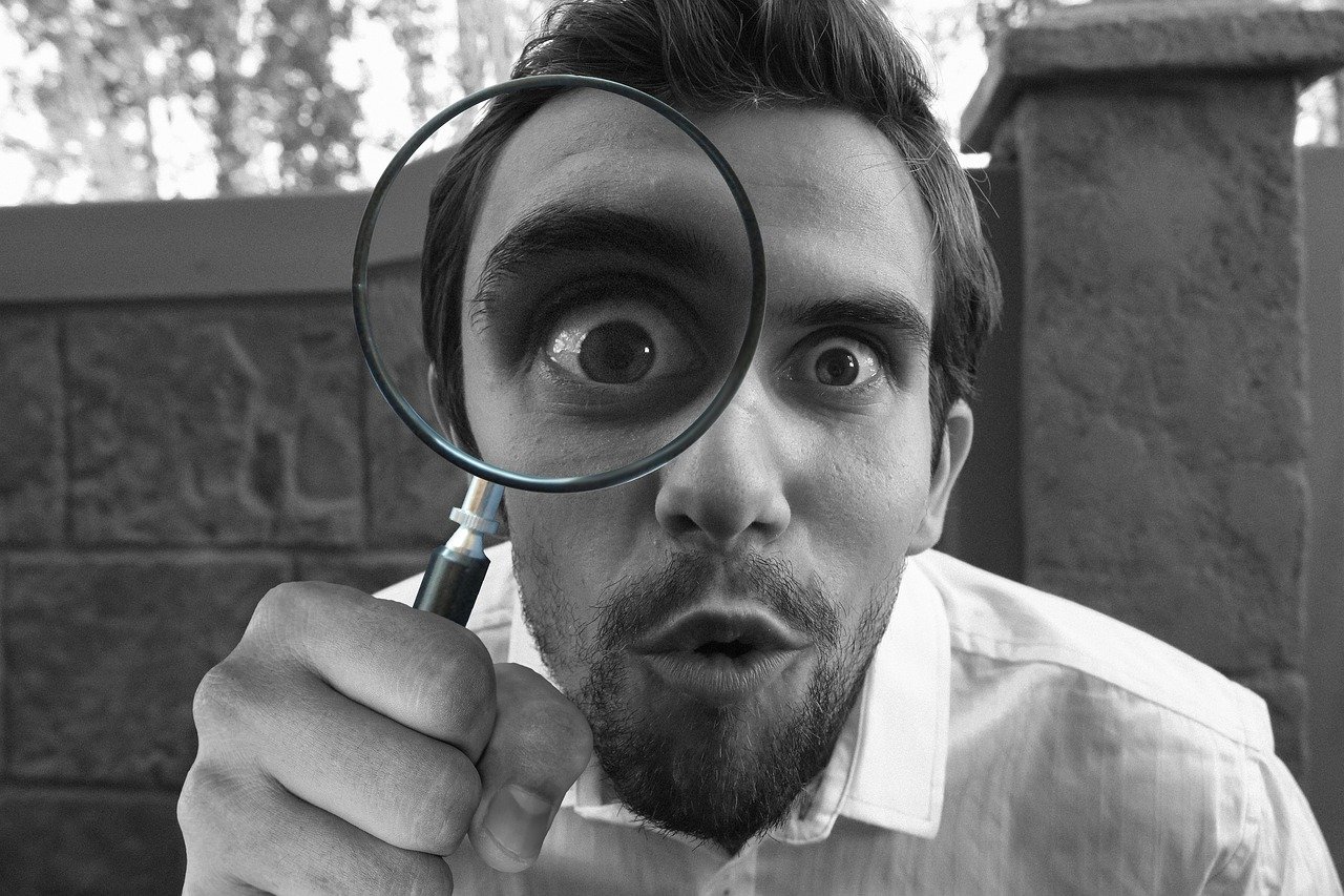 magnifying, glass, detective